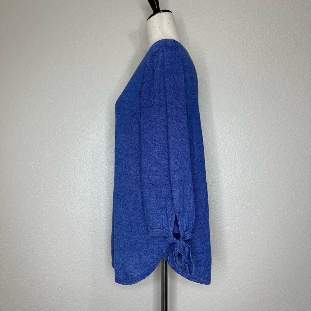 Talbots 100% Linen Split Crewneck Sleeves Tie Swe… - image 7